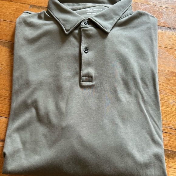 Charles Tyrwhitt Smart Long Sleeve Jersey Polo - Olive Green - Picture 2 of 4